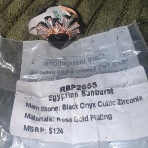 Bomb Party “Egyptian Sunburst” RBP2655 Rose Gold and Black Ring